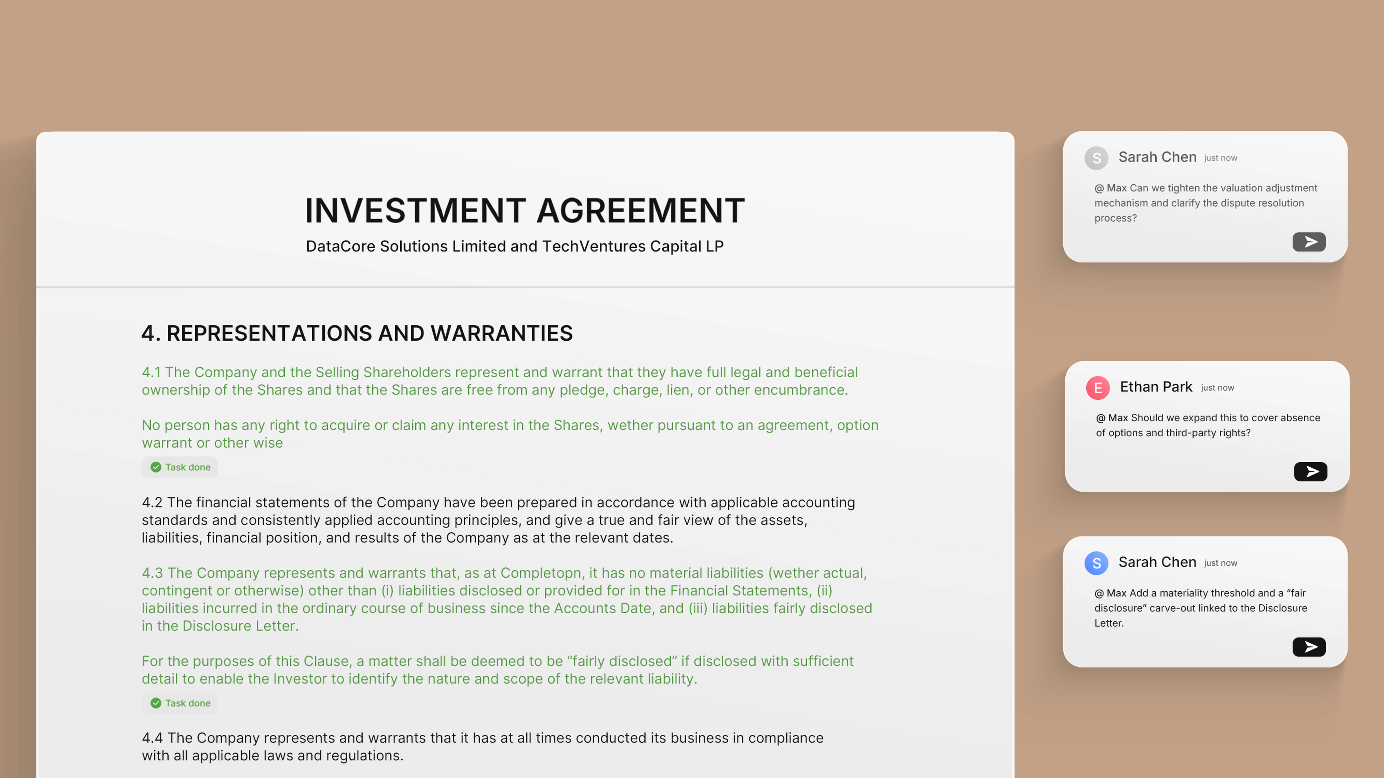 Drafting through deal phases preview
