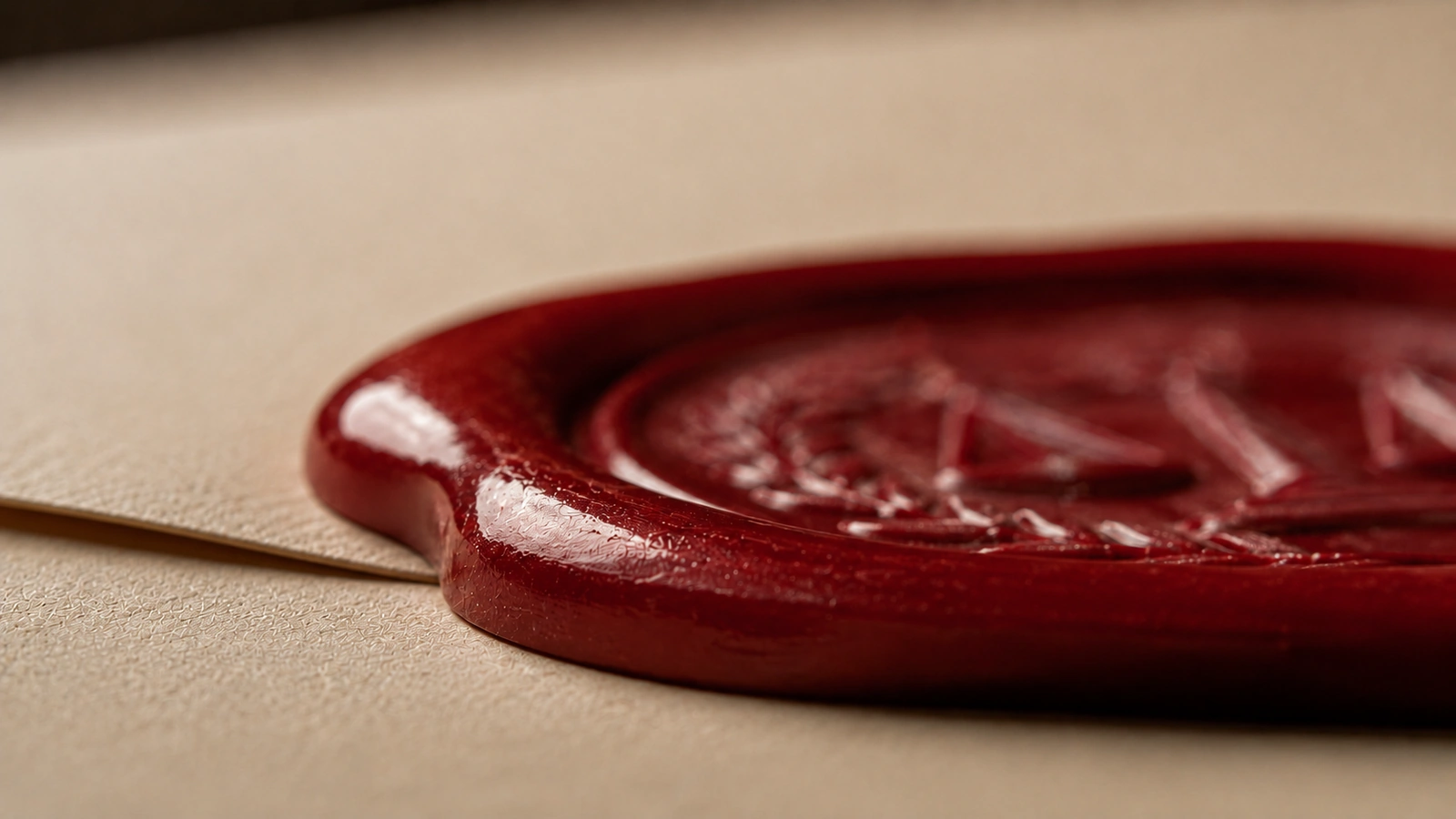 Red wax seal on a legal document