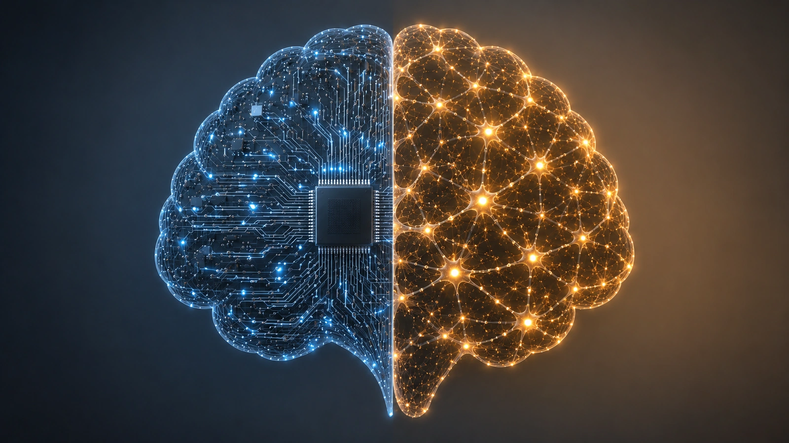 Split digital brain, half circuit board and half neural network