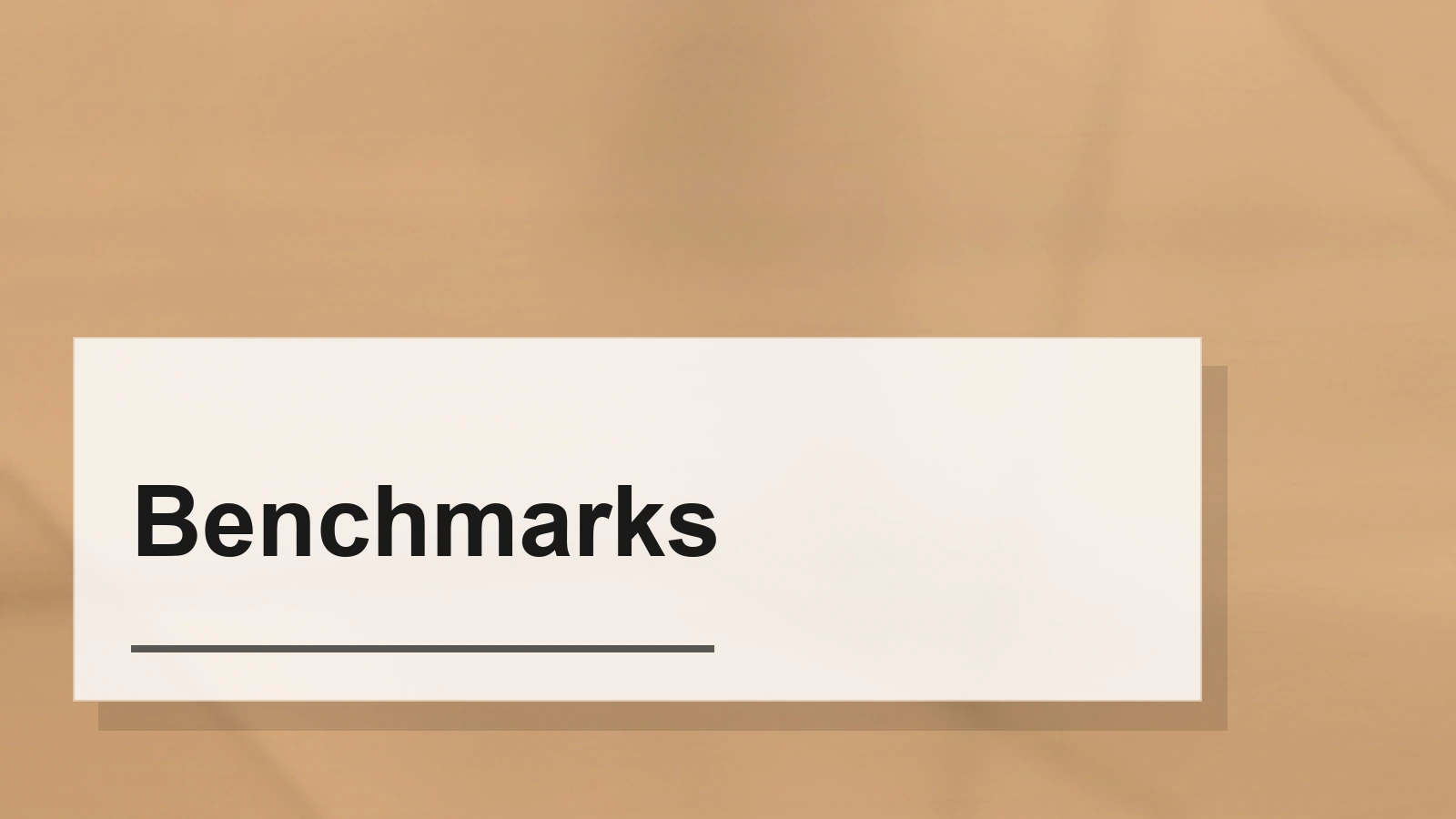 Typographic composition of the term Benchmarks