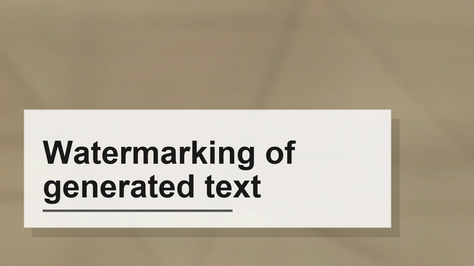 Typographic composition of the term Watermarking of generated text