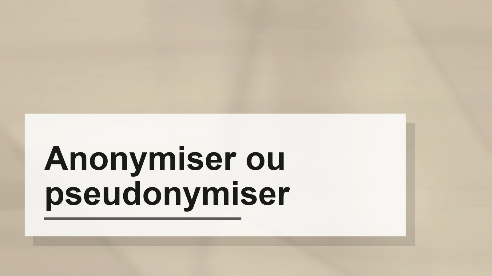 Composition typographique du terme Anonymiser ou pseudonymiser