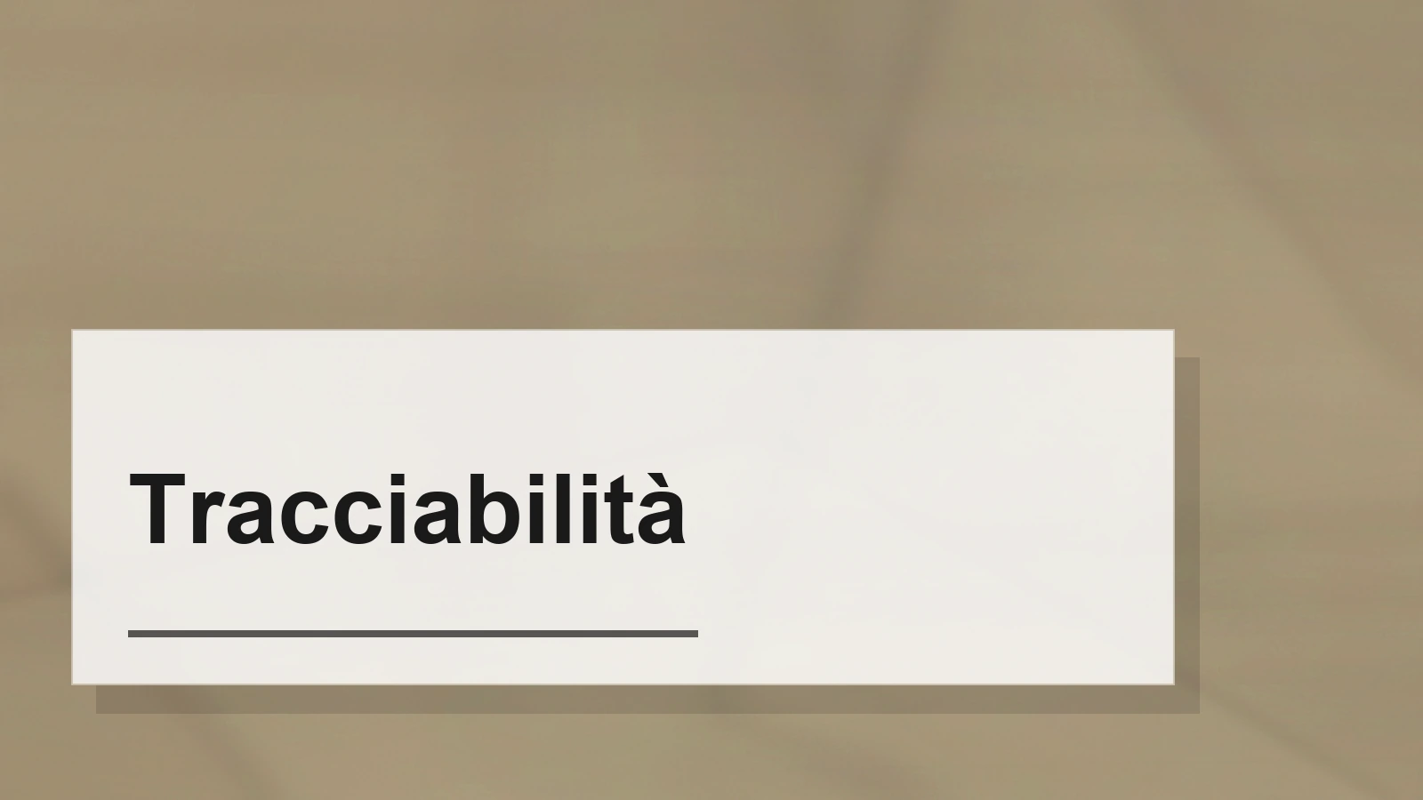 Composizione tipografica del termine Tracciabilità
